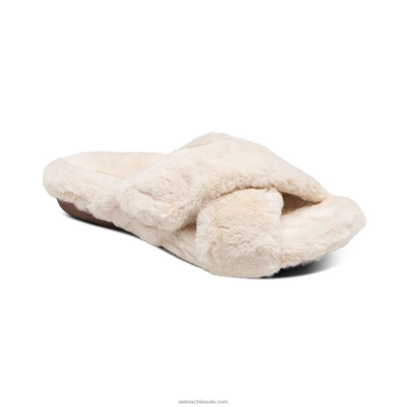 mujer Marfil Aetrex pantuflas penélope ajustables de pelo sintético 2TB4B247