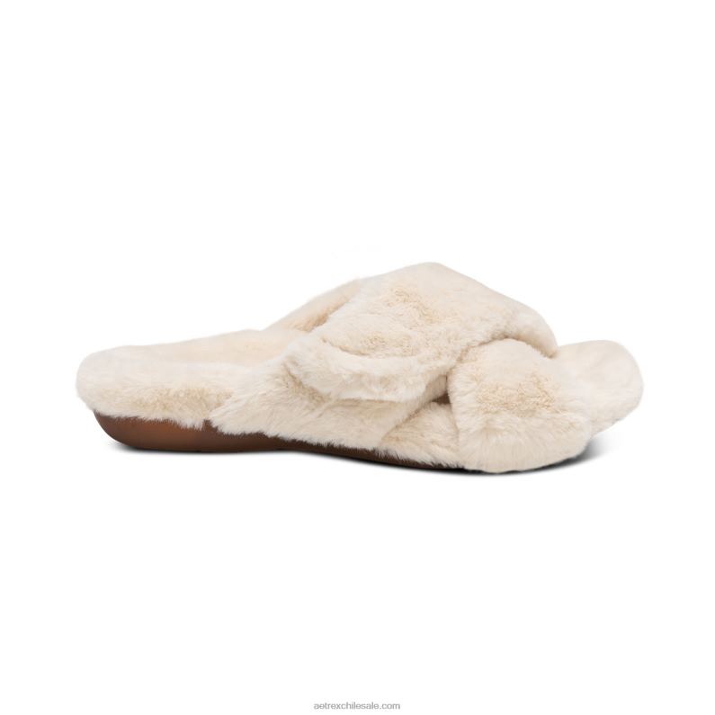 mujer Marfil Aetrex pantuflas penélope ajustables de pelo sintético 2TB4B247