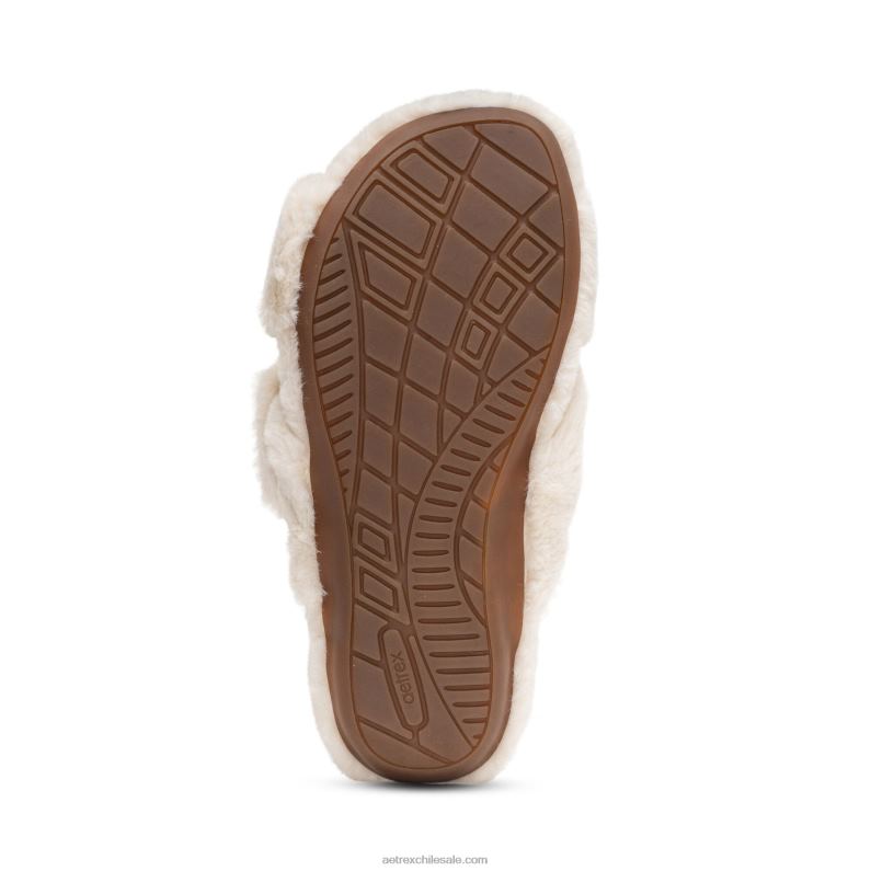 mujer Marfil Aetrex pantuflas penélope ajustables de pelo sintético 2TB4B247