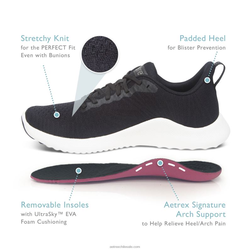 mujer blanco Aetrex zapatillas con soporte de arco de esmeril 2TB4B149