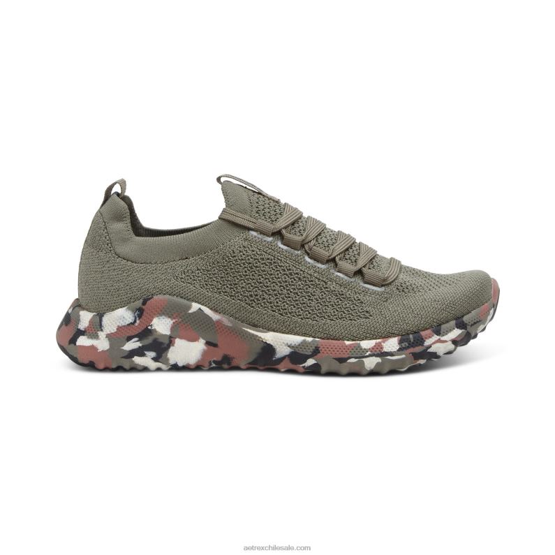 mujer camuflaje verde oliva Aetrex tenis carly con soporte para el arco 2TB4B259
