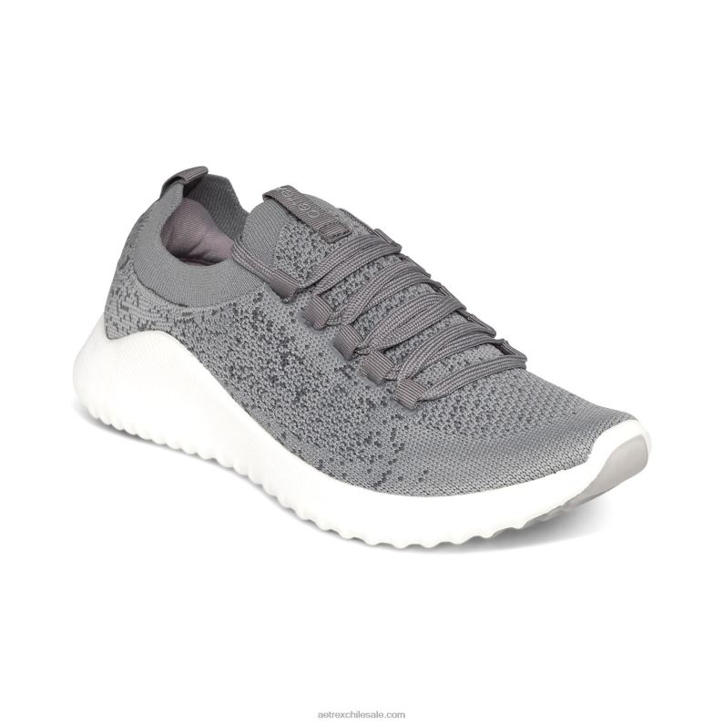 mujer gris Aetrex tenis carly con soporte para el arco 2TB4B47