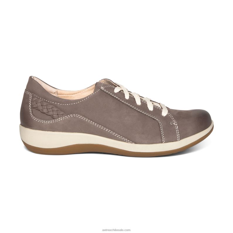 mujer gris cálido Aetrex dana con cordones oxford 2TB4B1