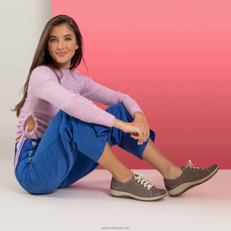 mujer gris cálido Aetrex dana con cordones oxford 2TB4B1