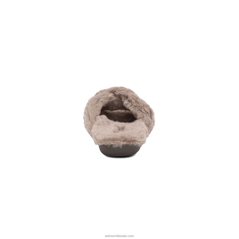 mujer gris pardo Aetrex pantuflas penélope ajustables de pelo sintético 2TB4B225