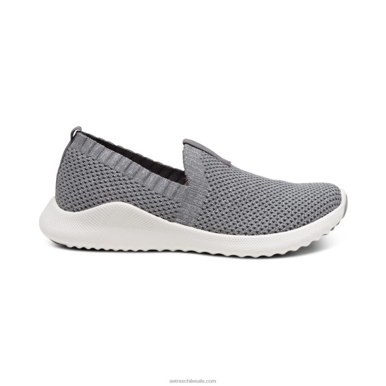 mujer gris reluciente Aetrex tenis angie con soporte para el arco 2TB4B125