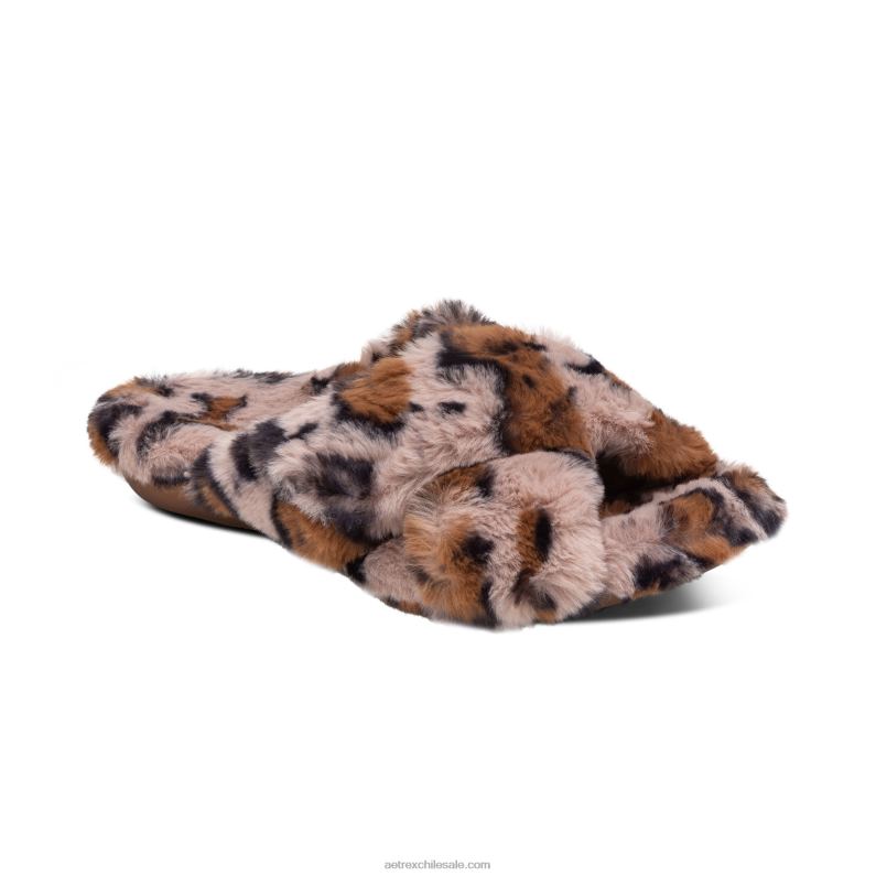 mujer leopardo Aetrex pantuflas penélope ajustables de pelo sintético 2TB4B212