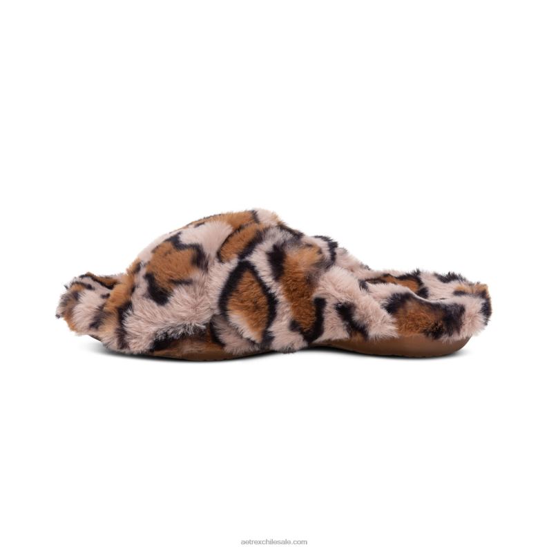 mujer leopardo Aetrex pantuflas penélope ajustables de pelo sintético 2TB4B212