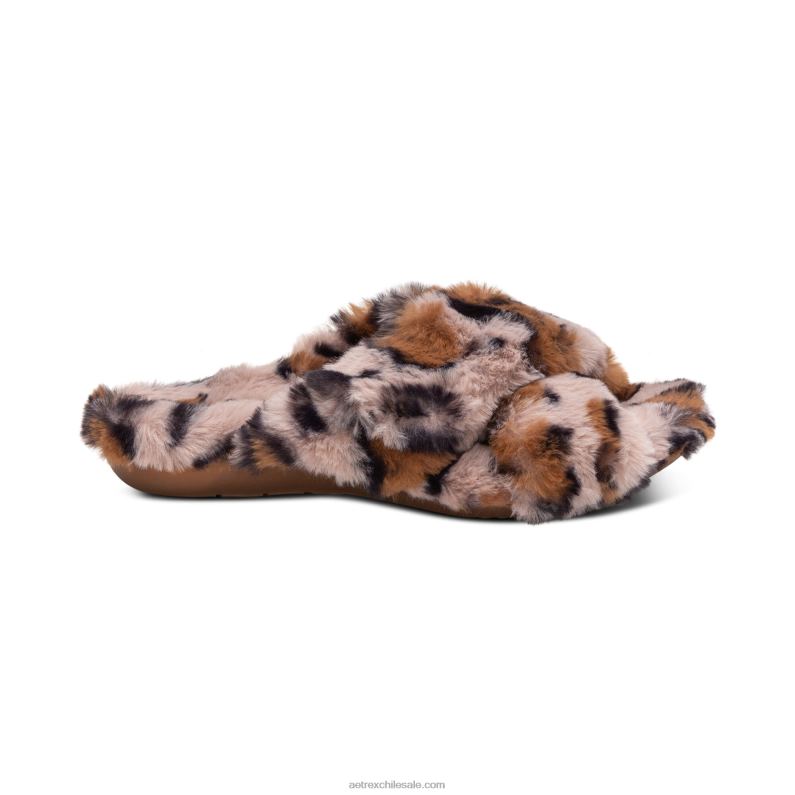 mujer leopardo Aetrex pantuflas penélope ajustables de pelo sintético 2TB4B212
