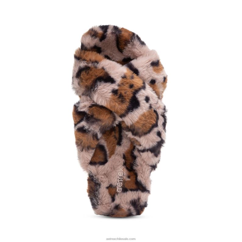 mujer leopardo Aetrex pantuflas penélope ajustables de pelo sintético 2TB4B212