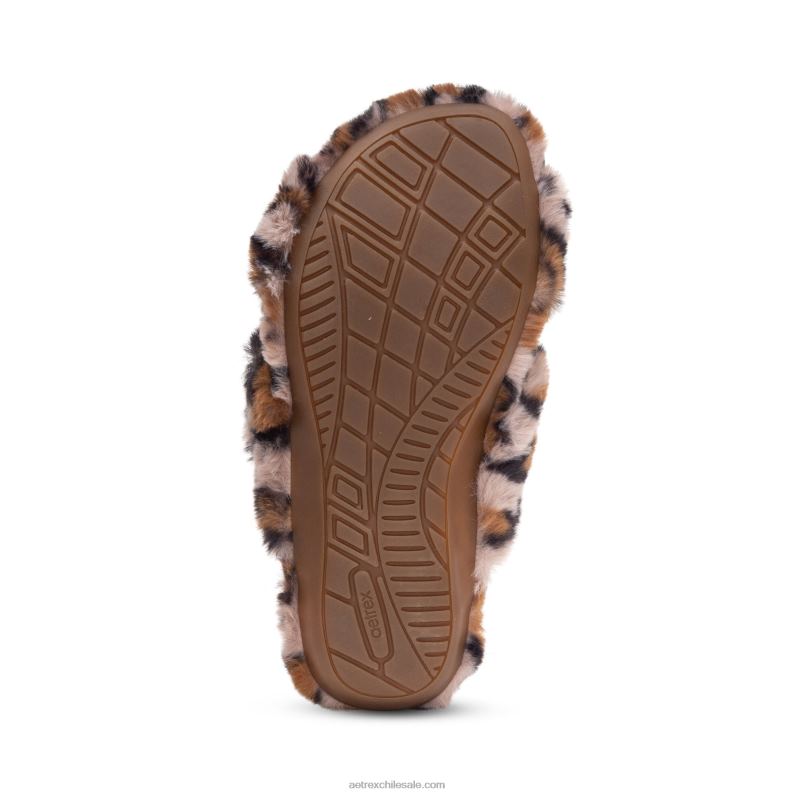 mujer leopardo Aetrex pantuflas penélope ajustables de pelo sintético 2TB4B212