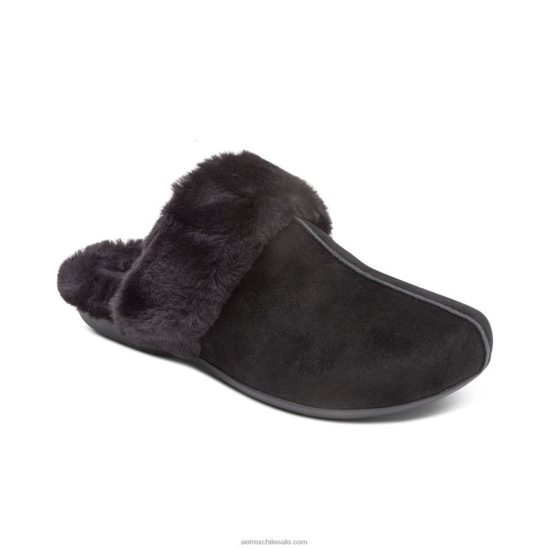 mujer negro Aetrex pantuflas arianna con soporte para el arco 2TB4B119