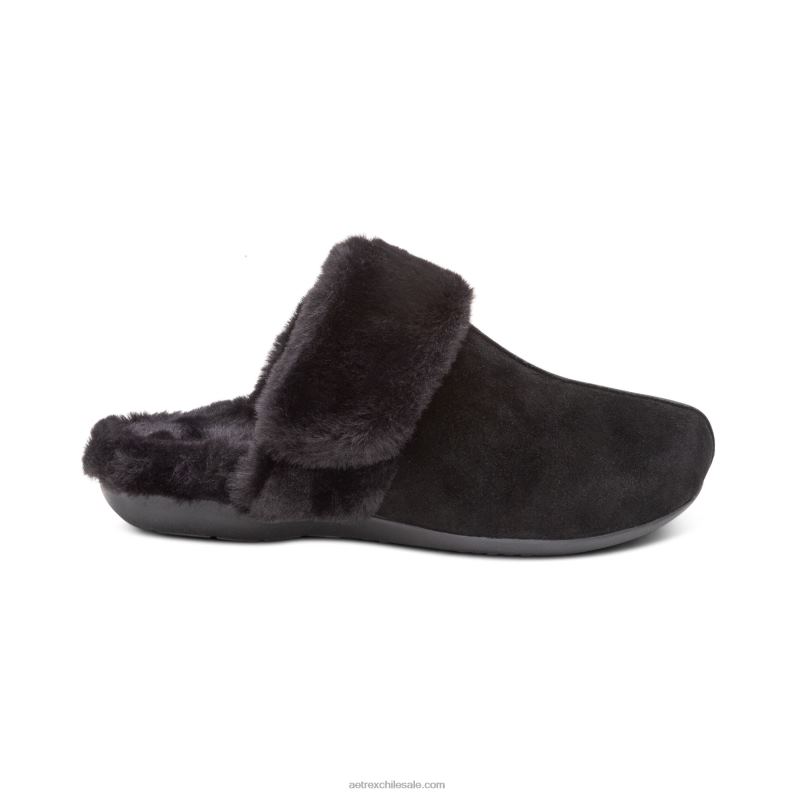 mujer negro Aetrex pantuflas arianna con soporte para el arco 2TB4B119