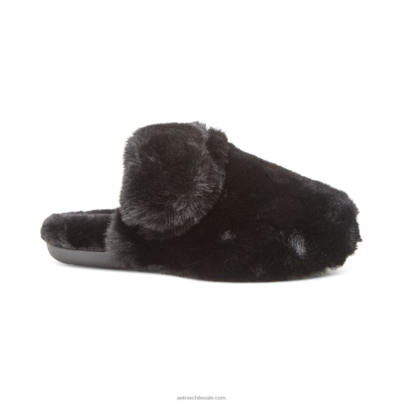 mujer negro Aetrex pantuflas con soporte para el arco brumoso 2TB4B256