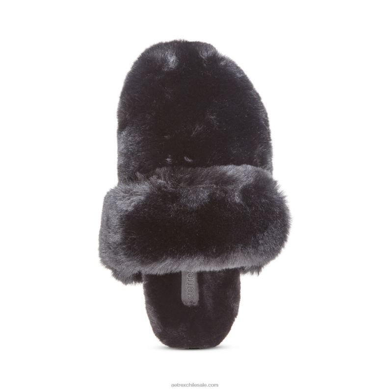 mujer negro Aetrex pantuflas con soporte para el arco brumoso 2TB4B256