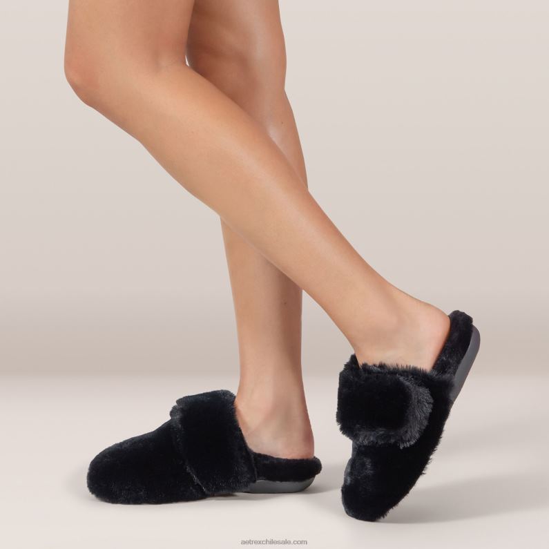 mujer negro Aetrex pantuflas con soporte para el arco brumoso 2TB4B256
