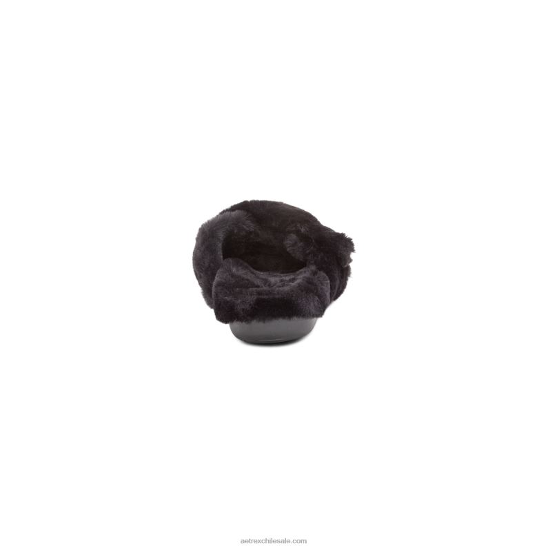 mujer negro Aetrex pantuflas penélope ajustables de pelo sintético 2TB4B257