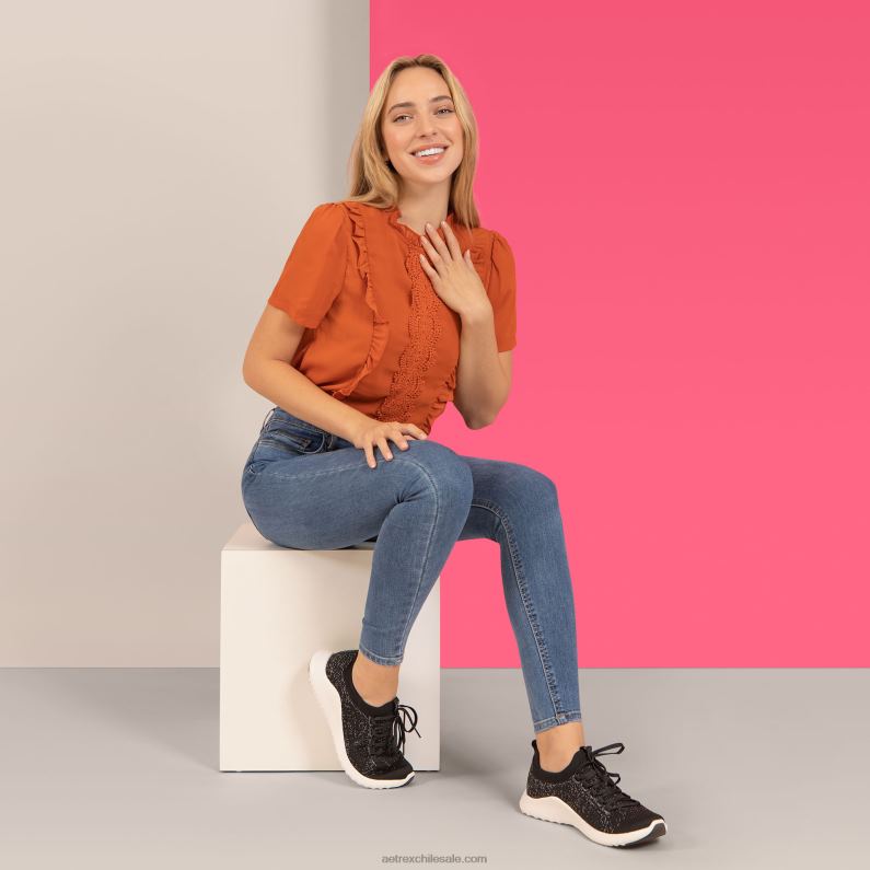 mujer negro Aetrex tenis carly con soporte para el arco 2TB4B102