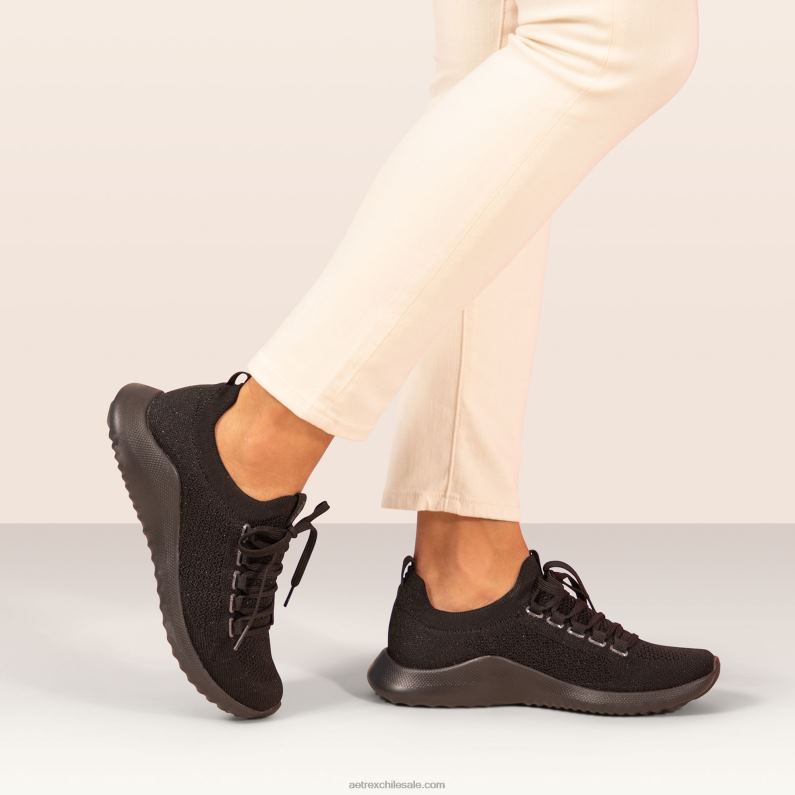 mujer negro Aetrex tenis carly con soporte para el arco 2TB4B112