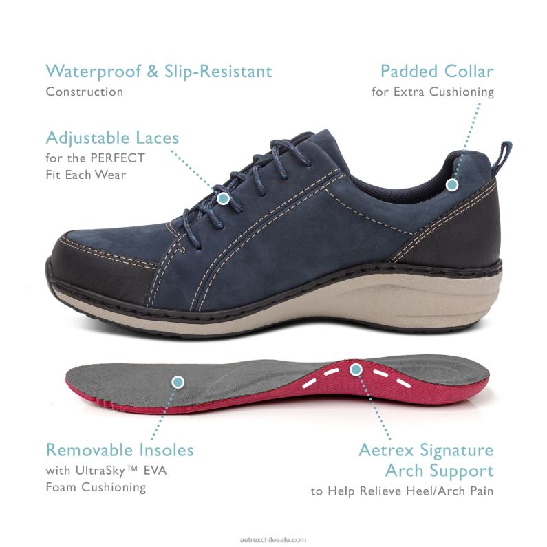 mujer negro Aetrex zapatilla de senderismo casual impermeable mara 2TB4B59