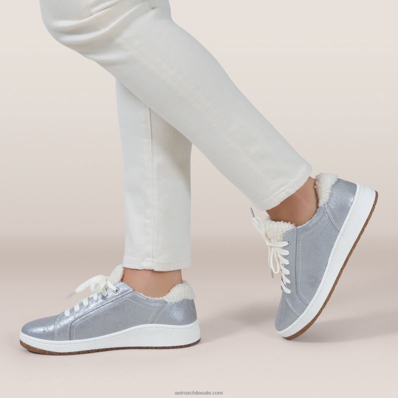 mujer plata acogedora Aetrex acogedora zapatilla de deporte blake comfort 2TB4B127