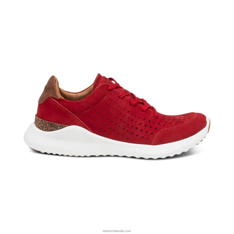 mujer rojo Aetrex tenis Laura con soporte para el arco 2TB4B61