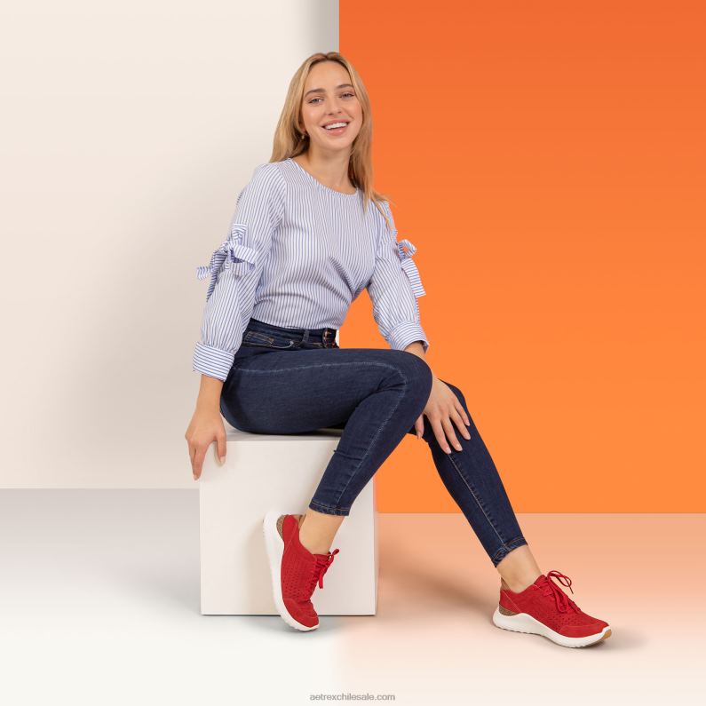 mujer rojo Aetrex tenis Laura con soporte para el arco 2TB4B61