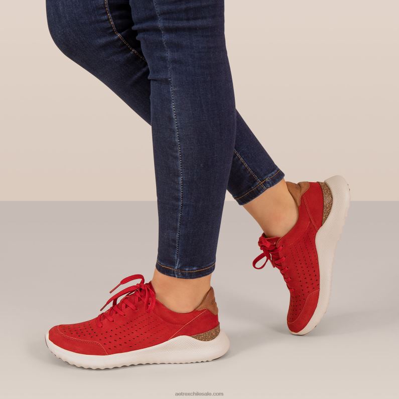 mujer rojo Aetrex tenis Laura con soporte para el arco 2TB4B61