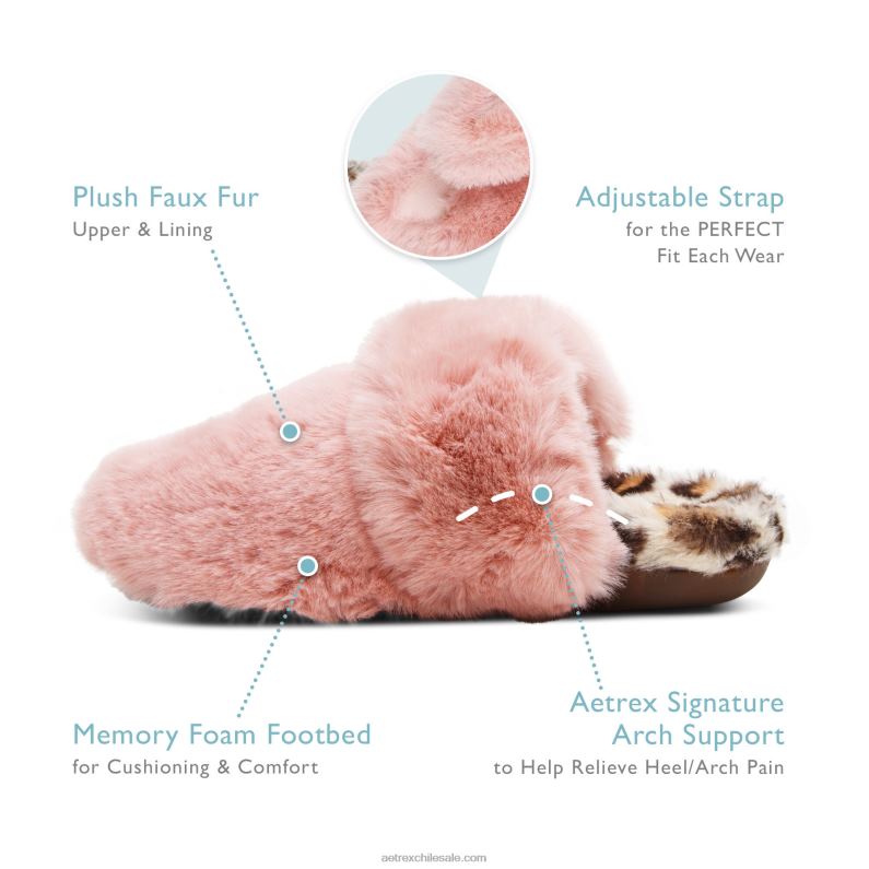 mujer rosa Aetrex pantuflas con soporte para el arco brumoso 2TB4B237