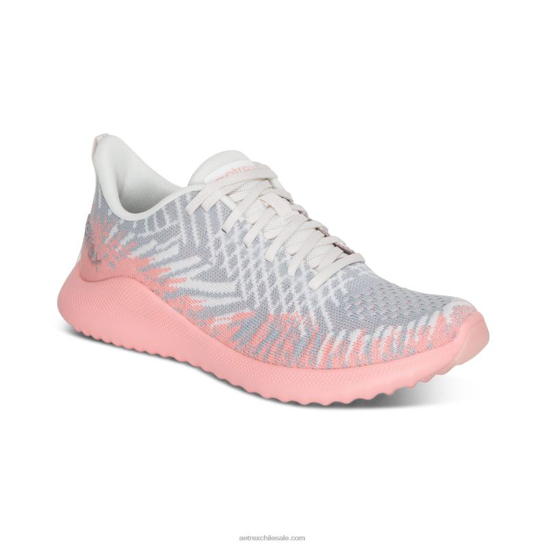 mujer rosa gris Aetrex zapatillas con soporte de arco de esmeril 2TB4B75