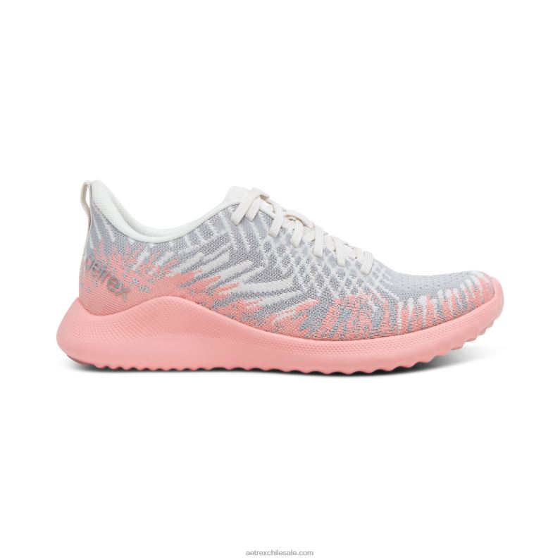 mujer rosa gris Aetrex zapatillas con soporte de arco de esmeril 2TB4B75