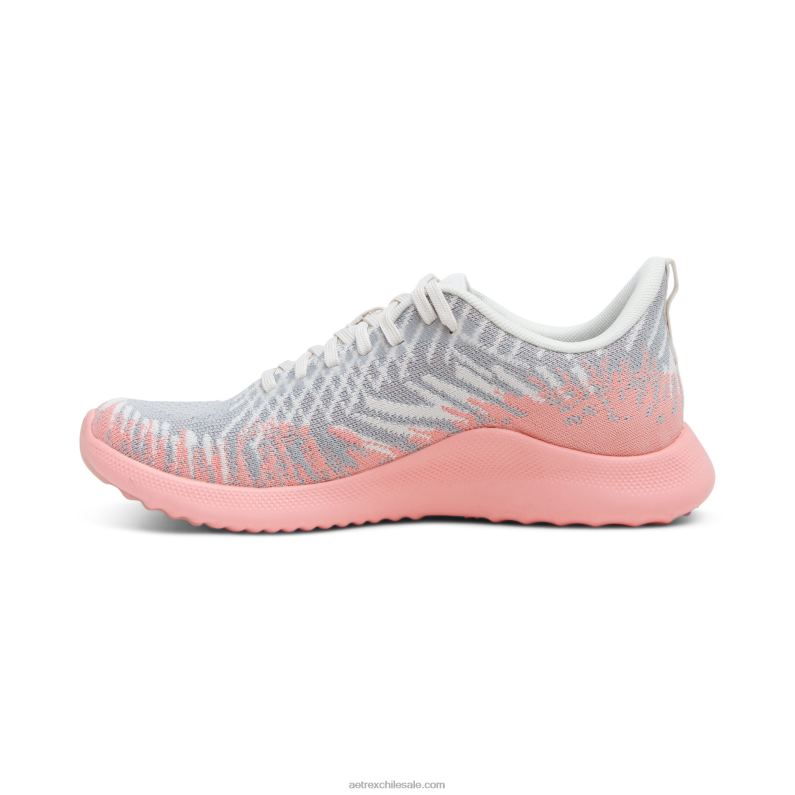 mujer rosa gris Aetrex zapatillas con soporte de arco de esmeril 2TB4B75