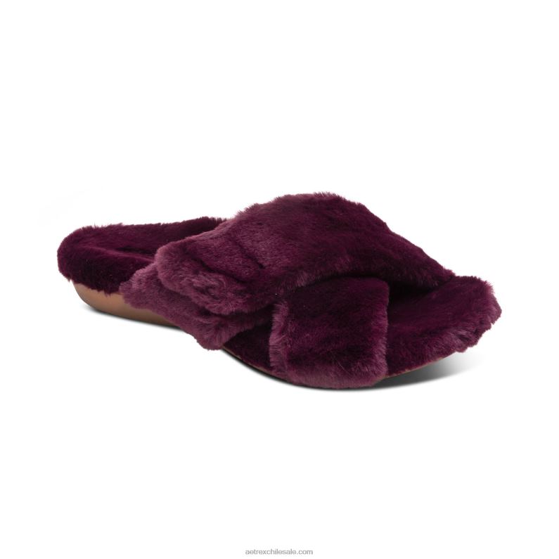 mujer vino Aetrex pantuflas penélope ajustables de pelo sintético 2TB4B238