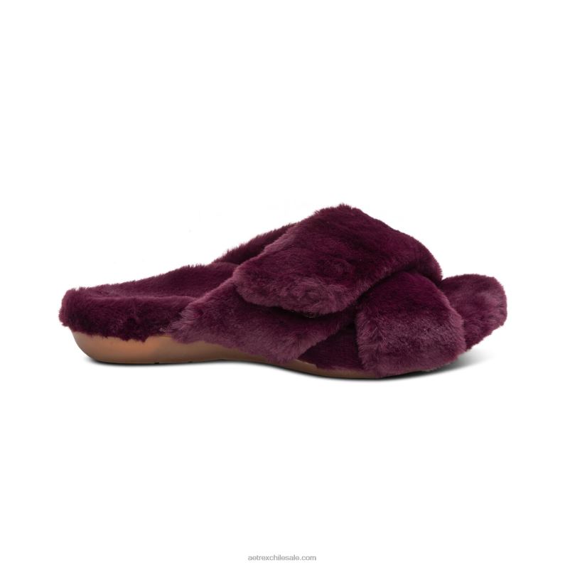 mujer vino Aetrex pantuflas penélope ajustables de pelo sintético 2TB4B238