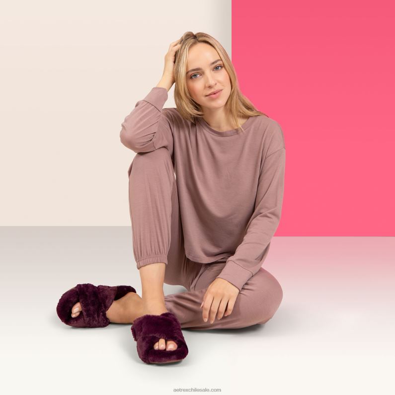 mujer vino Aetrex pantuflas penélope ajustables de pelo sintético 2TB4B238