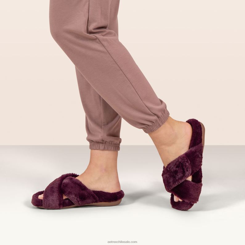 mujer vino Aetrex pantuflas penélope ajustables de pelo sintético 2TB4B238