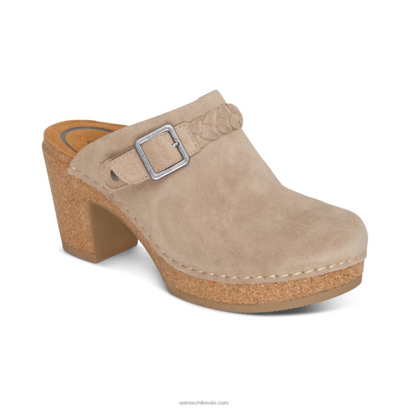 mujer gris pardo Aetrex zueco corey 2TB4B42