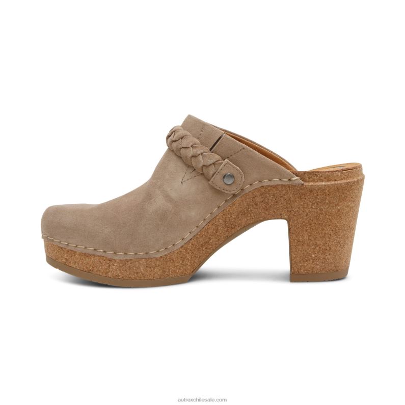 mujer gris pardo Aetrex zueco corey 2TB4B42