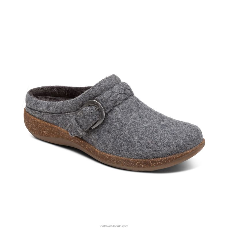 mujer lana gris Aetrex zueco confort libby 2TB4B158