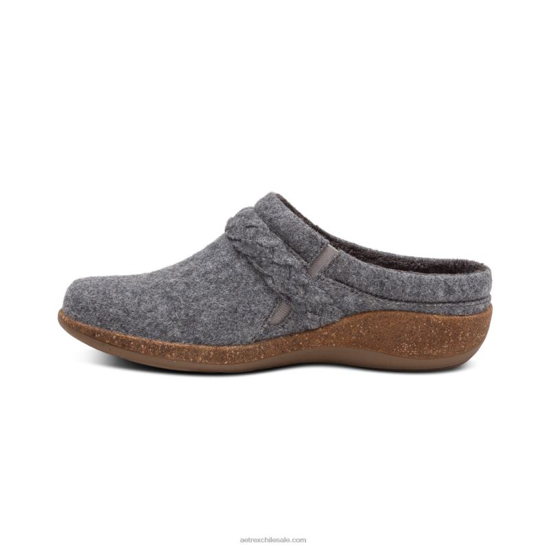 mujer lana gris Aetrex zueco confort libby 2TB4B158