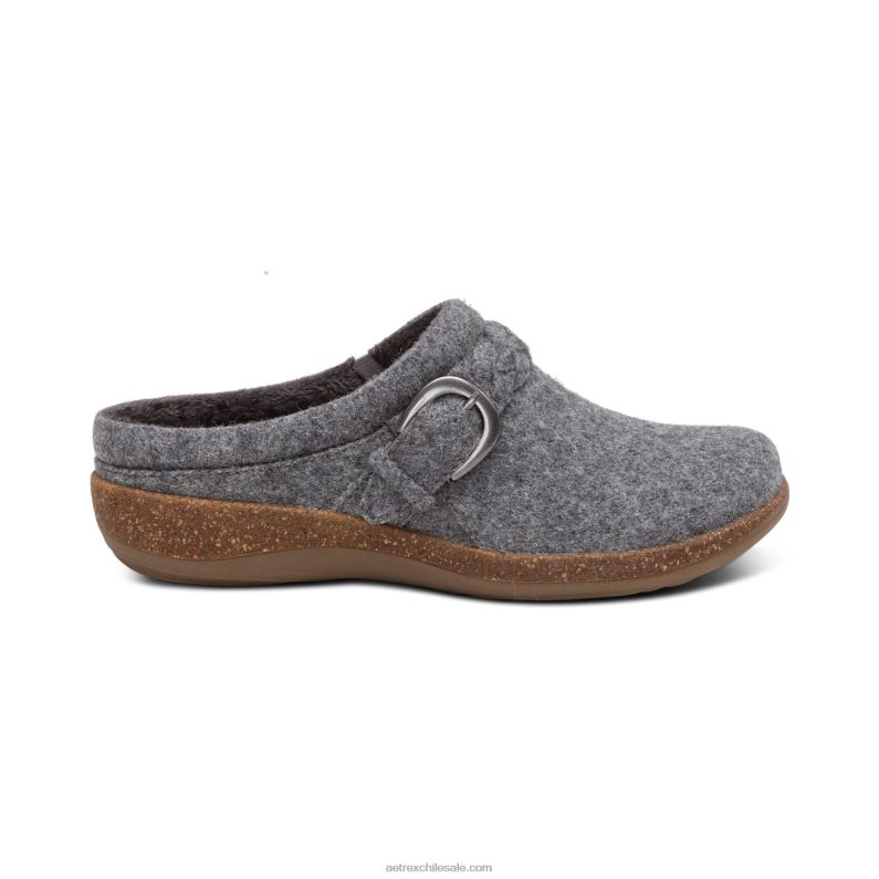 mujer lana gris Aetrex zueco confort libby 2TB4B158